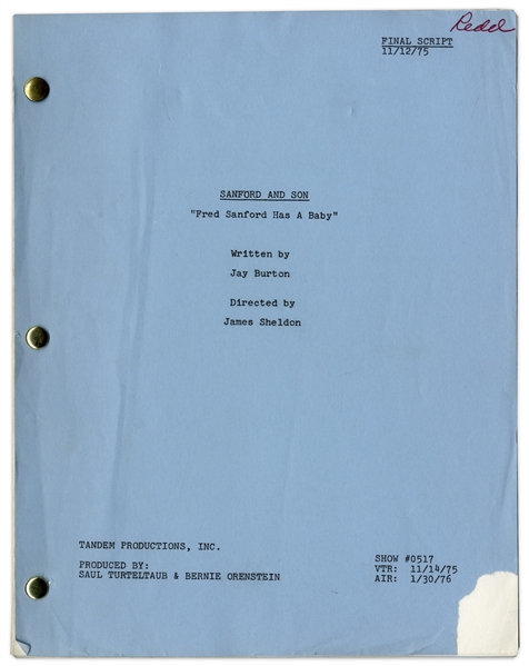 ''Sanford & Son'' Season 5, Episode 16 Final Draft Script Owned & Annotated by Redd Foxx -- 47 Pages -- Very Good Condition -- From Redd Foxx Estate