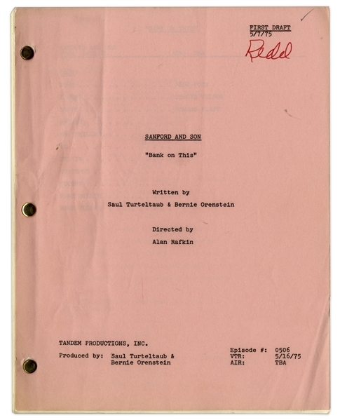 ''Sanford & Son'' Season 5, Episode 3, First Draft Script Owned & Annotated by Redd Foxx -- 35 Pages -- Very Good Condition -- From Redd Foxx Estate