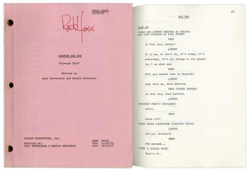 ''Sanford & Son'' Season 5, Episode 20, First Draft Script Owned by Redd Foxx -- With Original Title on Cover -- 40 Pages -- Near Fine Condition -- From Redd Foxx Estate