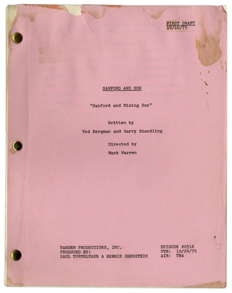 ''Sanford & Son'' Season 5, Episode 10, First Draft Script Owned & Annotated by Redd Foxx -- 38 Pages -- Very Good Condition -- From Redd Foxx Estate