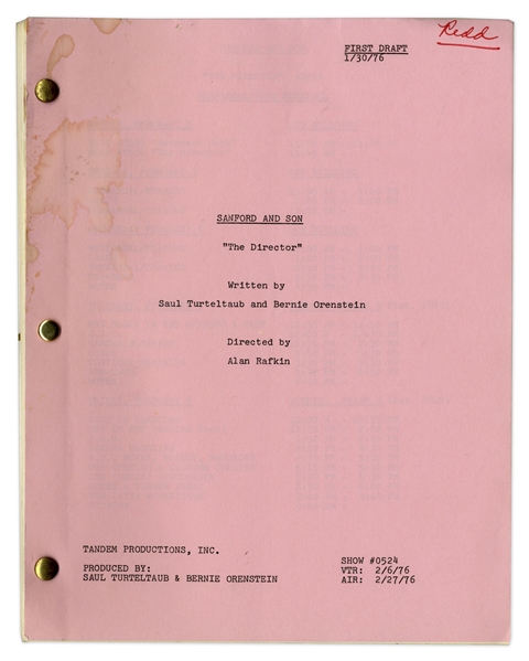 ''Sanford & Son'' Season 5, Episode 21, First Draft Script Owned & Annotated by Redd Foxx -- 39 Pages -- Very Good Condition -- From Redd Foxx Estate