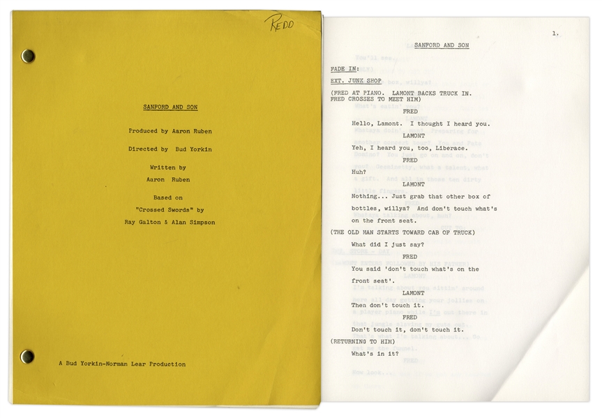 ''Stanford & Son'' Script for Premiere Episode, Owned by Redd Foxx -- Aired on 14 January 1972 on NBC -- Show Ran 6 Seasons With 135 Episodes -- Very Good Condition -- From Redd Foxx Estate