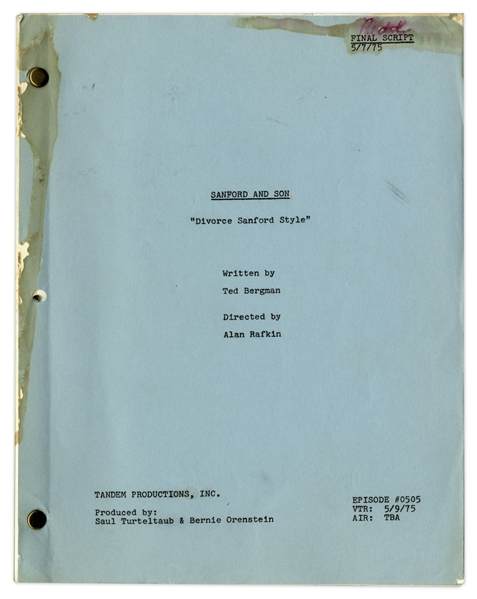 ''Sanford & Son'' Season 5, Episode 2 Final Draft Script Owned & Annotated by Redd Foxx -- 38 Pages -- Very Good Condition -- From Redd Foxx Estate