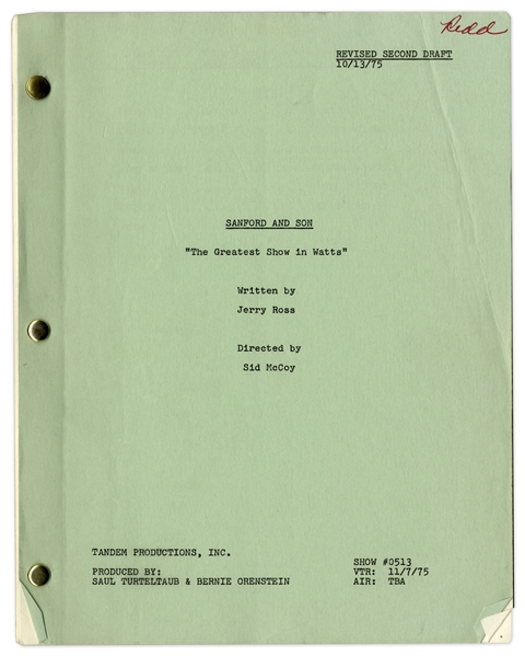 ''Sanford & Son'' Season 5, Episode 15, Revised Second Draft Script Owned & Annotated by Redd Foxx -- 40 Pages -- Very Good Condition -- From Redd Foxx Estate