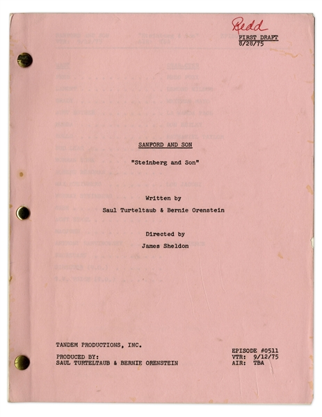 ''Sanford & Son'' Season 5, Episode 5, First Draft Script Owned & Annotated by Redd Foxx -- 40 Pages -- Very Good Condition -- From Redd Foxx Estate