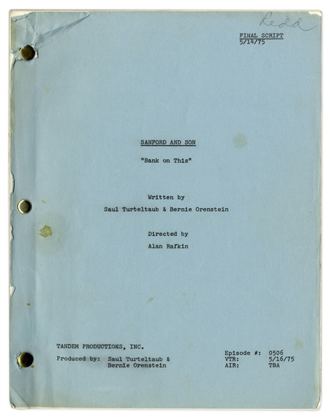 ''Sanford & Son'' Season 5, Episode 3, Final Draft Script Owned & Annotated by Redd Foxx -- 45 Pages -- Very Good Condition -- From Redd Foxx Estate
