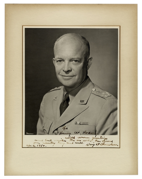 Dwight D. Eisenhower Signed 8 x 10 Military Photo -- Inscribed to His Secret Service Agent