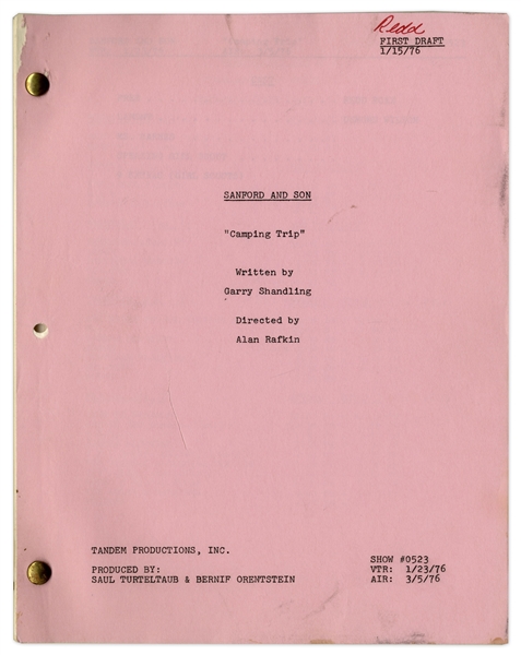 Redd Foxx's Hand-Edited ''Sanford & Son'' Script -- First Draft of ''The Camping Trip'' Dated 15 January 1976 -- 43pp. -- Very Good Condition -- From the Redd Foxx Estate