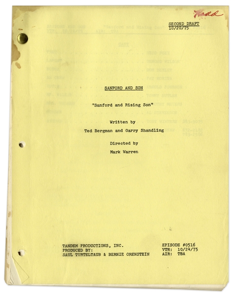 Redd Foxx's ''Sanford & Son'' Script -- 2nd Draft of ''Sanford and Rising Son'' Dated 20 October 1975 -- 40pp. -- Very Good Condition -- From Redd Foxx Estate