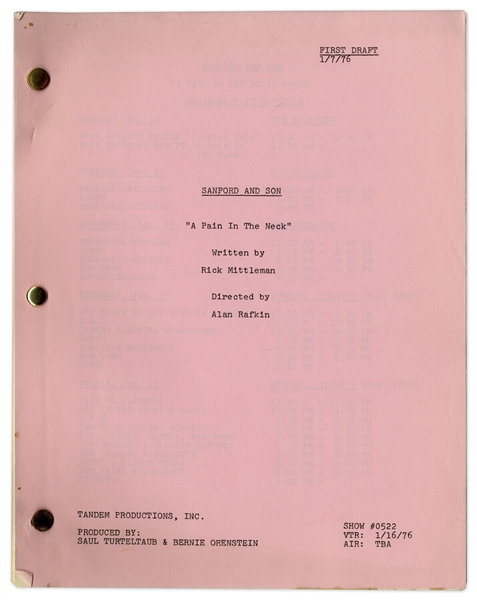 ''Sanford & Son'' Season 5, Episode 22, First Draft Script Owned by Redd Foxx -- 34 Pages -- Near Fine Condition -- From Redd Foxx Estate