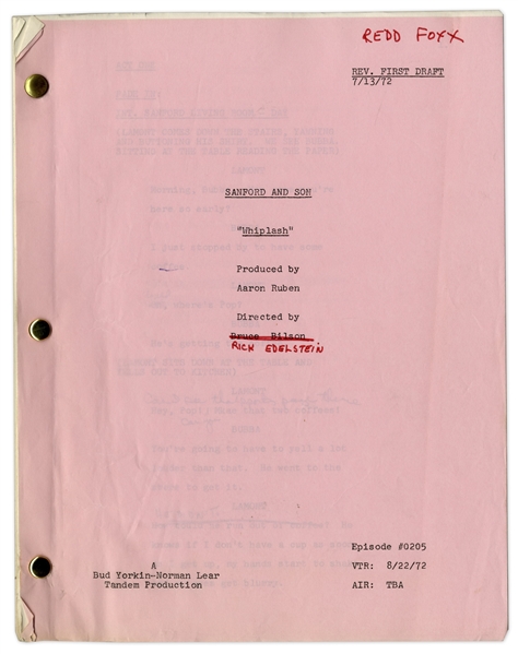 ''Sanford & Son'' Season 2, Episode 2, Revised First Draft Script Owned & Annotated by Redd Foxx -- 41 Pages -- Very Good Condition -- From Redd Foxx Estate