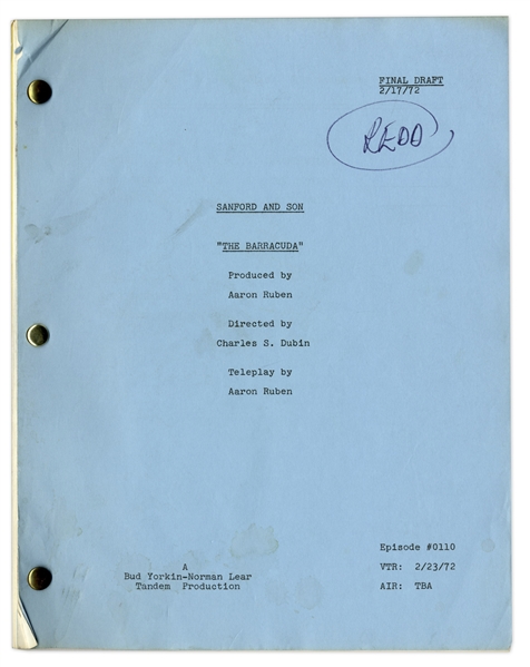 ''Sanford & Son'' Season 1, Episode 10, Final Draft Script Owned & Annotated by Redd Foxx -- 44 Pages -- Very Good Condition -- From Redd Foxx Estate