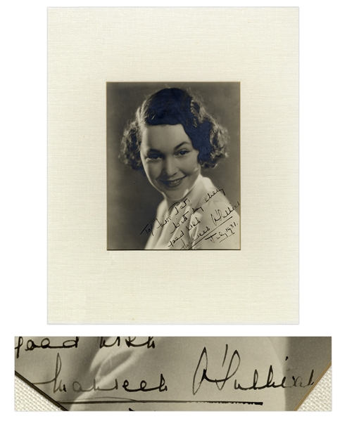 Maureen O'Sullivan Signed 7'' x 9'' Photo -- Beautiful & Charming Portrait Photo of O'Sullivan