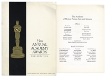 Oscars Program From the 35th Annual Academy Awards in 1963 -- The Year Lawrence Of Arabia Won Best Film