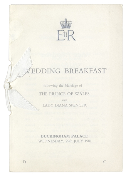 Princess Diana and Prince Charles Wedding Breakfast Program