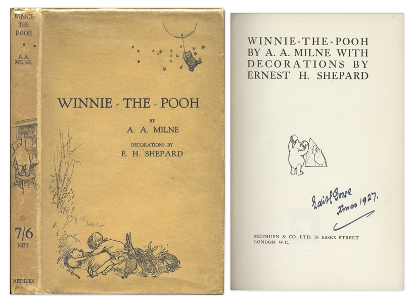Four First Editions of the Winnie-the-Pooh Series by A.A. Milne & Illustrator E.H. Shepard -- All in Original Dustjackets -- With All But When We Were Very Young Being 1st Printings