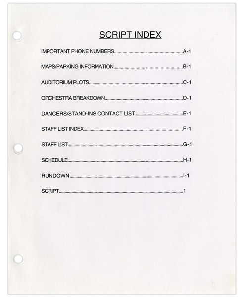67th Academy Awards Presentation ''Final Draft'' Script -- With Detailed Schedule, Staff List, Rundown & Script