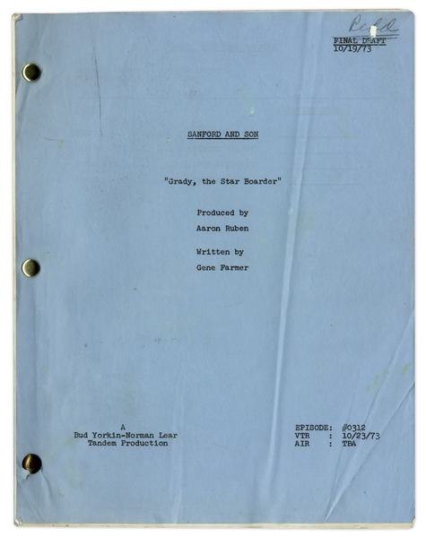 ''Sanford & Son'' Season 3, Episode 12 Final Draft Script Owned & Annotated by Redd Foxx -- 44 Pages -- Very Good Condition -- From Redd Foxx Estate