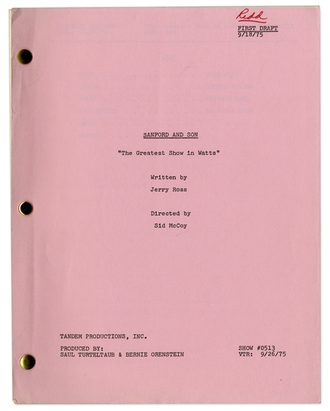 ''Sanford & Son'' Season 5, Episode 15 First Draft Script Owned by Redd Foxx -- 41 Pages -- Near Fine Condition -- From Redd Foxx Estate