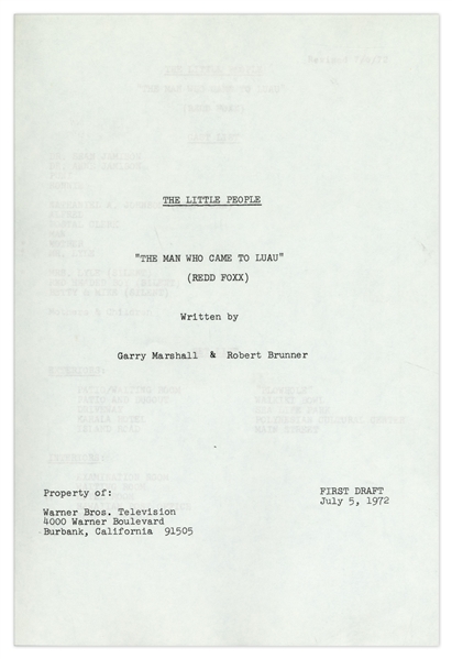 ''The Little People'' First Draft Script for Episode ''The Man Who Came to Luau'', Owned by Redd Foxx -- Written by Garry Marshall -- 38pp. -- Very Good Condition -- From Redd Foxx Estate