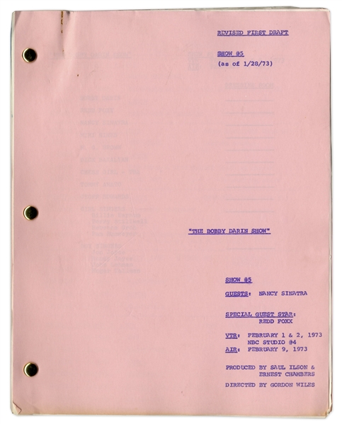 ''The Bobby Darin Show'' Episode 5 Revised First Draft Script Owned by Special Guest Star, Redd Foxx of ''Sanford & Son'' -- 70 Pages -- Very Good Condition -- From Redd Foxx Estate