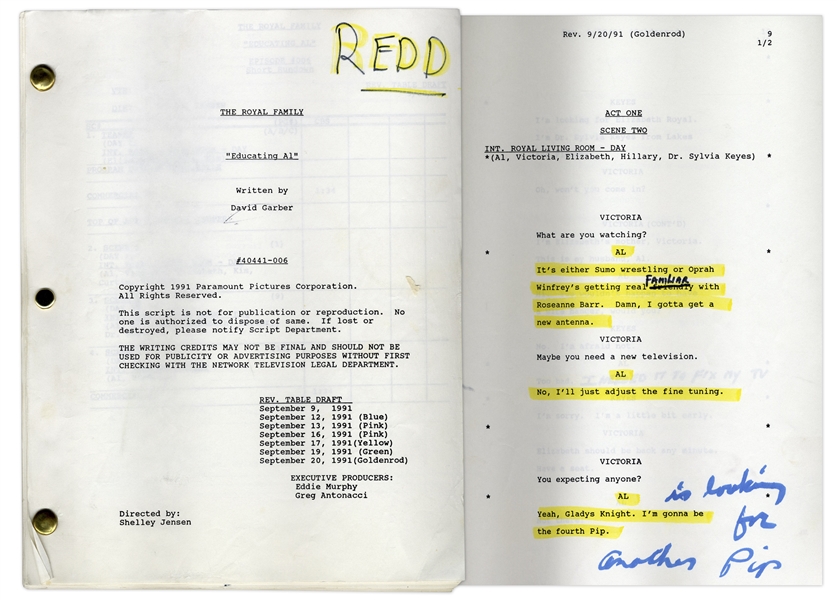''The Royal Family'' Episode 7 Revised Table Draft Script Owned & Annotated by Redd Foxx -- Dated Weeks Before Foxx's Death -- Very Good Condition -- From Redd Foxx Estate