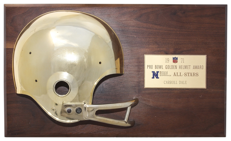 Green Bay Packers' Carroll Dale's Golden Helmet Award From 1971 NFC-AFC Pro Bowl