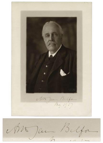 British Prime Minister Arthur James Balfour Signed Photo From 1917 -- Year of the Balfour Declaration Supporting Jewish Settlement in Palestine
