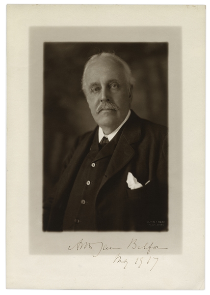 British Prime Minister Arthur James Balfour Signed Photo From 1917 -- Year of the Balfour Declaration Supporting Jewish Settlement in Palestine