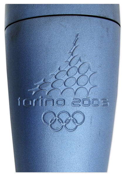 Olympic Torch Used in 2006 Torino Winter Games -- With Original Display Stand