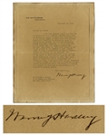 Warren G. Harding 1922 Typed Letter Signed as President Regarding Puerto Rico -- ...from the people of Porto Rico...effectively revealing the attractive types of people in the Islands...