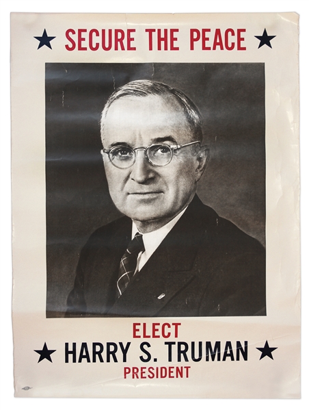Harry S. Truman Presidential Campaign Poster From 1948 Where He Narrowly Won Over Dewey