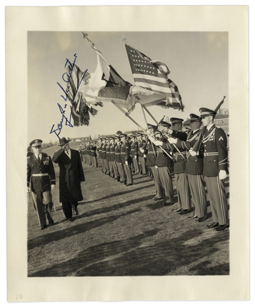 WWII General Douglas MacArthur Signed Press Photo From 1958 -- Photo Was Printed in ''New York Herald Tribune''