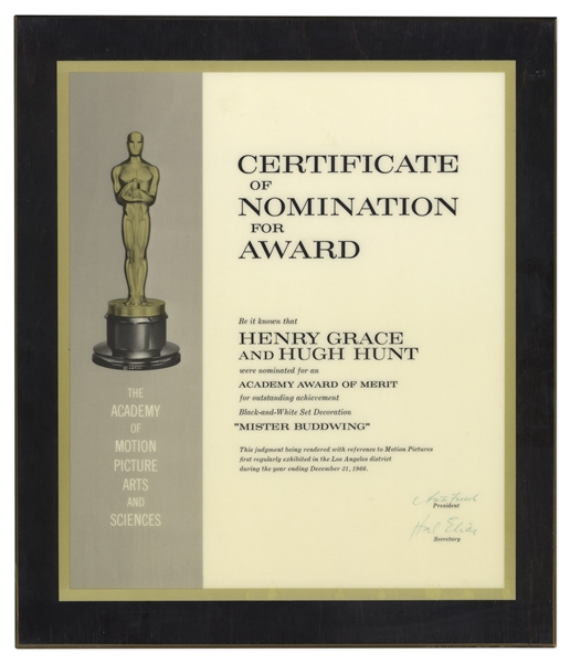 1966 Academy Award Nomination Presented to Henry Grace & Hugh Hunt for ''Mister Buddwing''