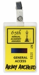 65th Academy Awards TV Pass -- Belonged to Army Archerd, Columnist for Variety