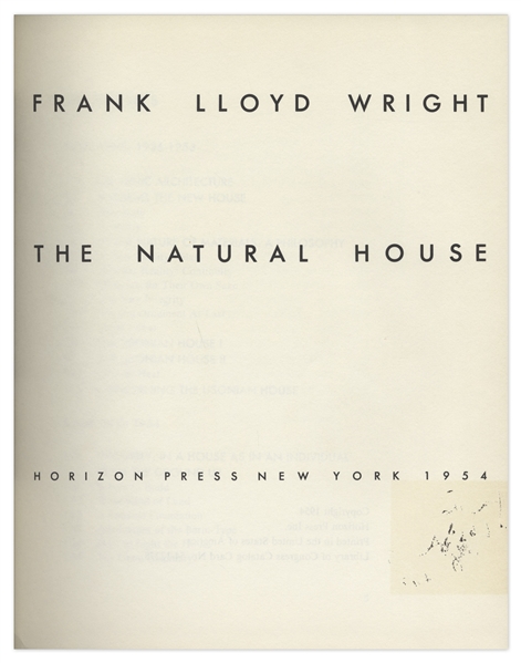 Lot Detail - Frank Lloyd Wright Signed First Edition of ''The