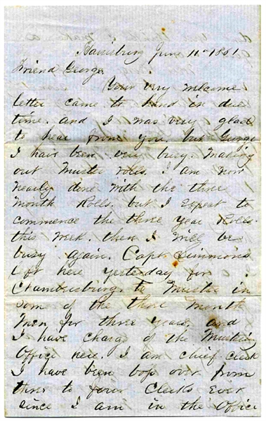 Civil War Letter by Soldier in the 1st Pennsylvania Infantry -- ''...if you take any Secession Flag send it to us...''