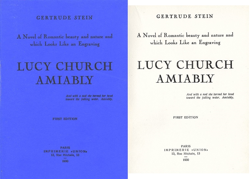 Gertrude Stein's ''Lucy Church Amiably'' First Edition -- Scarce Book by the Author Who Coined the Term ''Lost Generation''