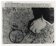 1967 UPI Wire Photo of Jim Garrisons .45 Caliber Bullet That Supposedly Killed Kennedy -- 10 x 8 Glossy Black & White Photo -- Near Fine