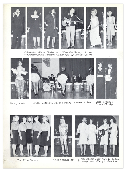 Karen Carpenter's 1965 Yearbook as a High School Sophomore -- Shows the Young Entertainer Singing in Various Photos