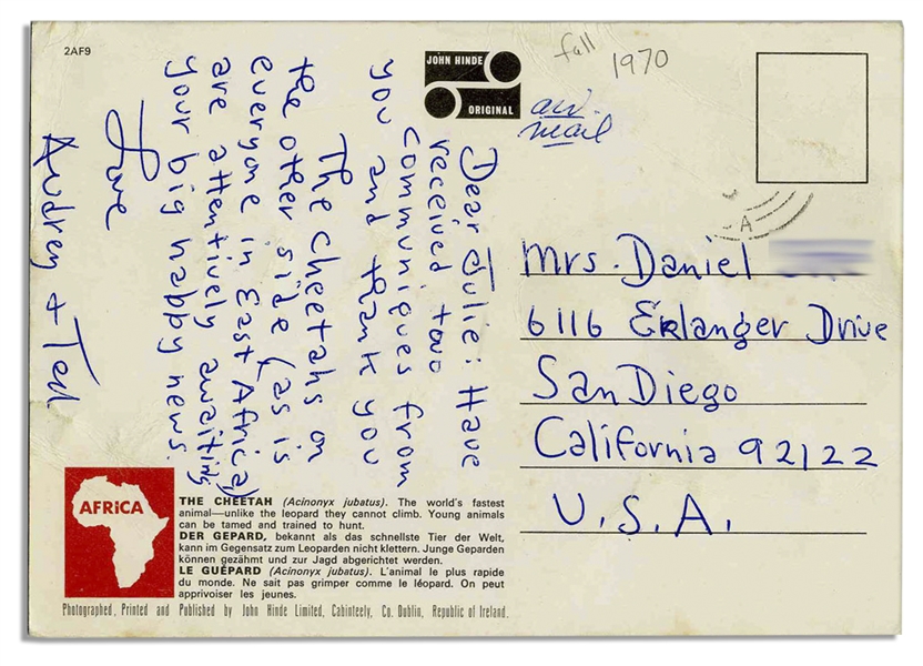 Dr. Seuss Handwritten Postcard -- During a Trip to East Africa