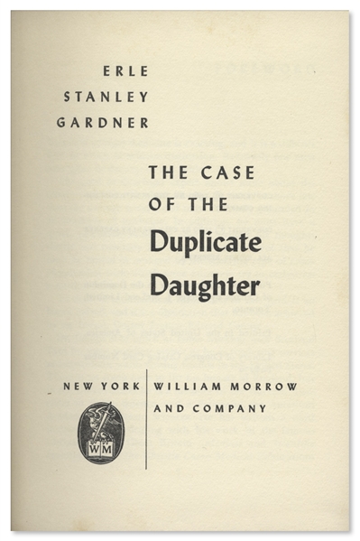 Perry Mason Mystery Signed by Author Erle Stanley Gardner -- ''The Case of the Duplicate Daughter'' First Edition