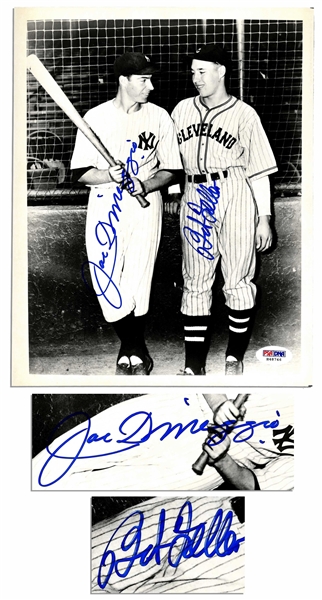 8'' x 10'' Signed Photo by Baseball Greats Joe DiMaggio and Bob Feller -- With PSA/DNA COA