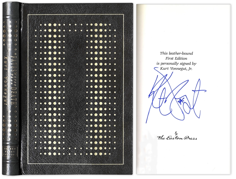 Kurt Vonnegut Signed Easton Press Edition of ''Fates Worse Than Death''