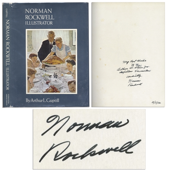 Norman Rockwell Signed Copy of His Biography, ''Illustrator'' -- Inscribed to ''fellow Vermonters''