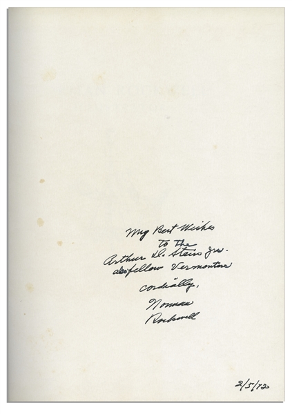 Norman Rockwell Signed Copy of His Biography, ''Illustrator'' -- Inscribed to ''fellow Vermonters''