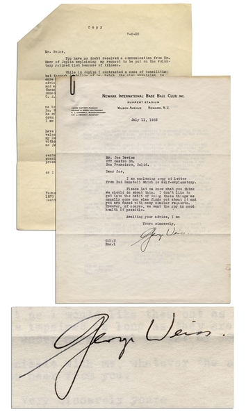 Baseball Hall of Famer George Weiss Typed Letter Signed to West Coast Scout Joe Devine