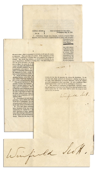 General Winfield Scott Document Signed -- Regarding Soldier Abuse in the Seminole Wars