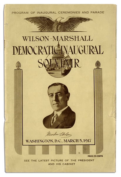 Inaugural Program for Woodrow Wilson -- 5 March 1917, One Month Before Wilson Asked Congress to Declare War Against Germany