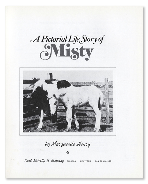 Marguerite Henry Signs ''A Pictorial Life Story of Misty'' -- ''Happiness is knowing Misty!''